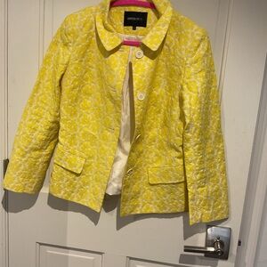 Lafayette 148 New York Yellow Floral Jacquard Blazer